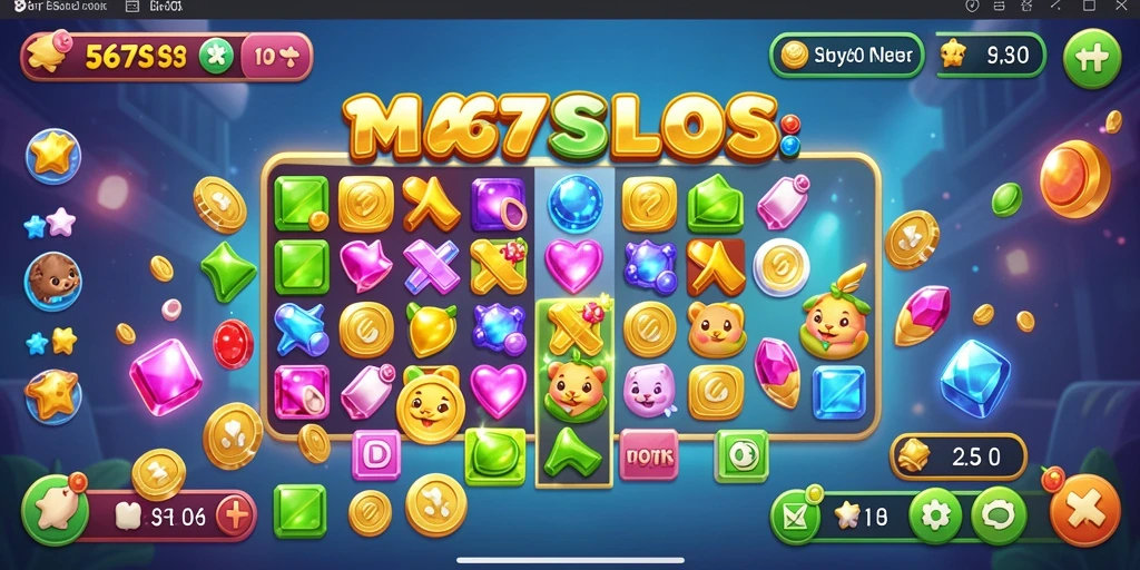 Tampilan gameplay <strong>567SLOTS</strong> dengan warna-warni menarik dan tantangan seru.