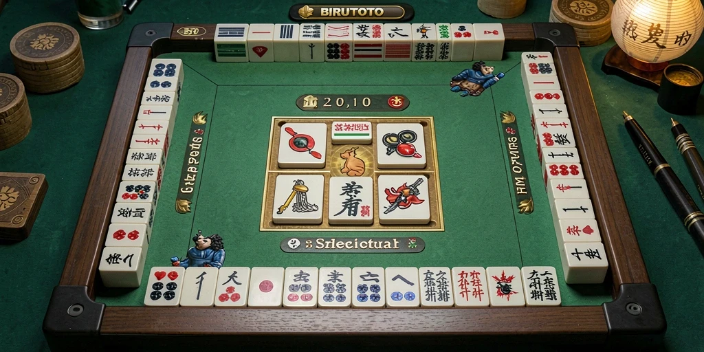 Screenshot gameplay BIRUTOTO menampilkan aksi strategis Mahjong.
