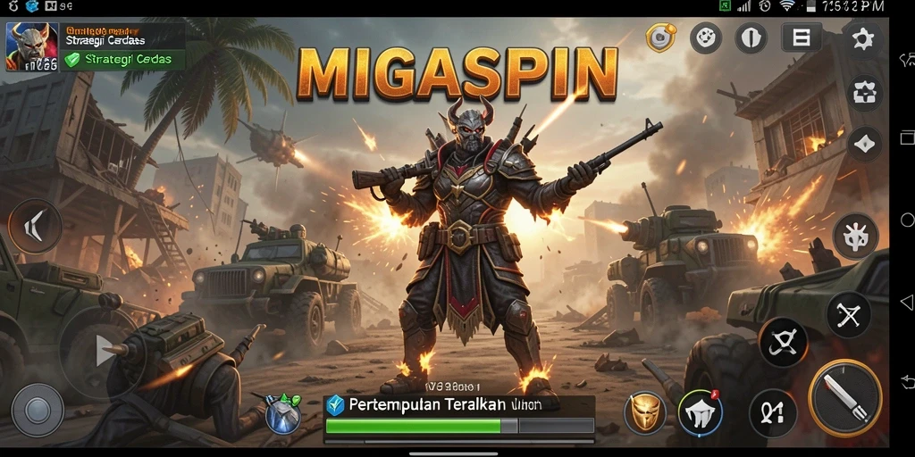 Tampilan gameplay mendebarkan dari MIGASPIN dalam pertempuran Battle Royale.