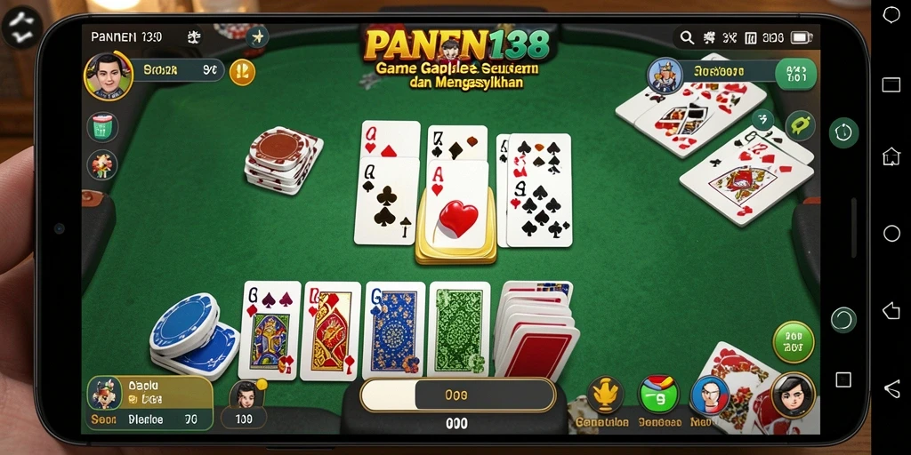 Screenshot utama PANEN138 menunjukkan keseruan gameplay Gaple yang intens.