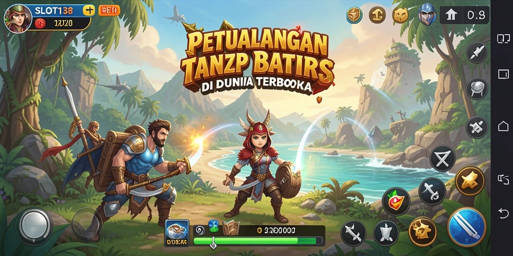 Screenshot utama menunjukkan eksplorasi dunia terbuka SLOT138.