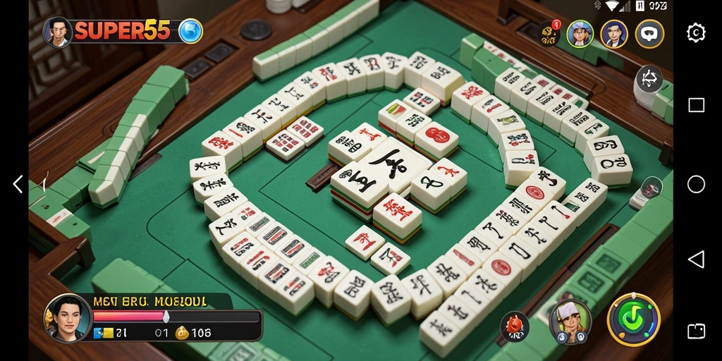 Tampilan gameplay SUPER5 yang menarik dan menantang permainan Mahjong.