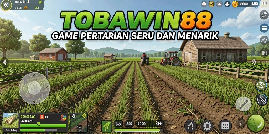 Tampilan screenshot TOBAWIN88 menampilkan aktivitas bertani yang seru dan interaktif.